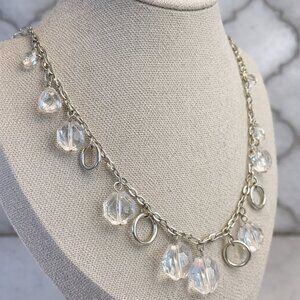 ✨ Banana Republic Silver-Tone Charm Necklace with Faceted Crystal Beads ✨